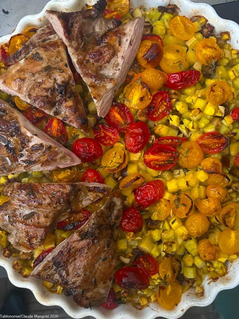 Epigramme d'agneau grillé et ses légumes